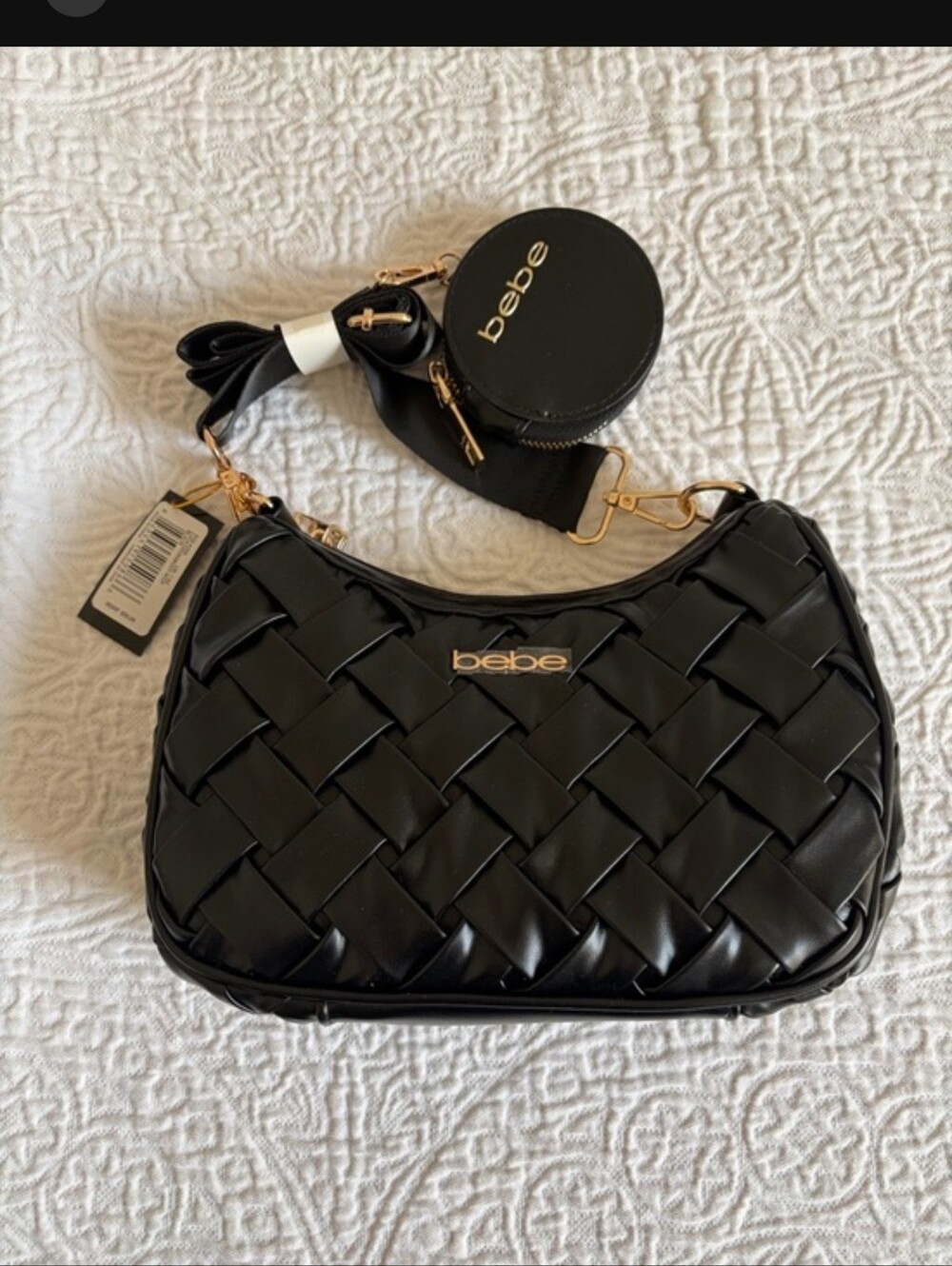 bebe White and Black Bedding Accessory Set